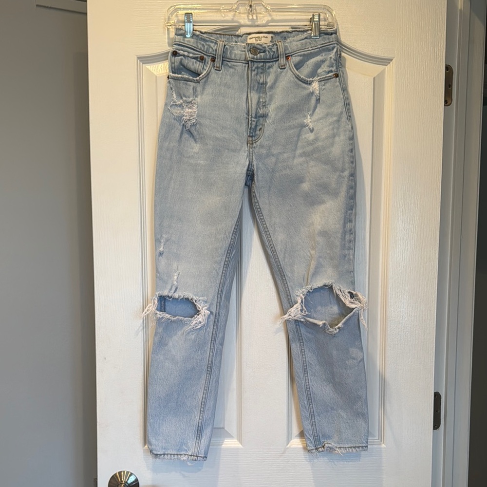 Abercrombie & Fitch Blue Boyfriend Jeans Distressed Style